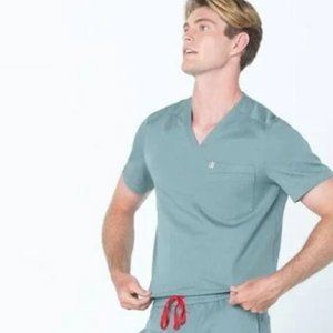 NWT Mediclo Men's FYSEL® Crevan‎ ‎ Essential Scrub Top in Stone Blue Size XL